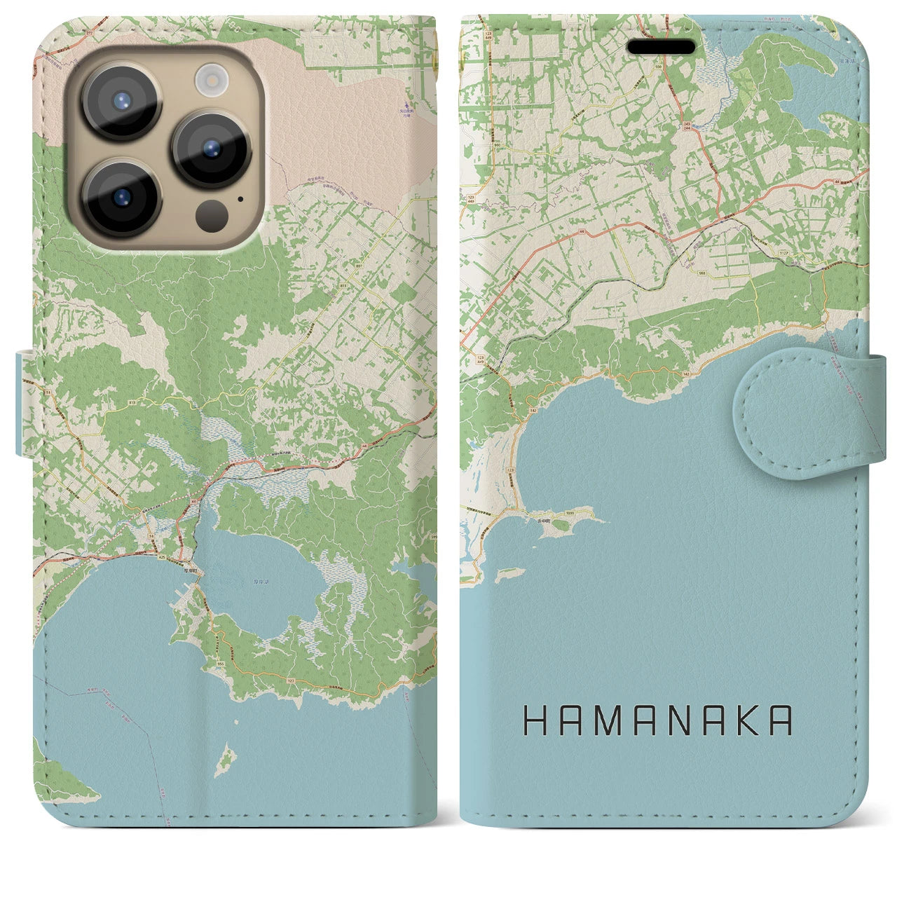 【浜中(北海道)】地図柄iPhoneケース(手帳タイプ)ナチュラル・iPhone 14 Pro Max 用