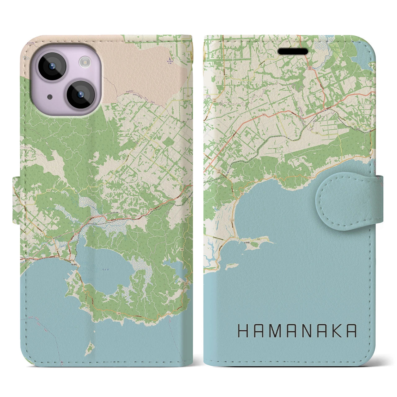 【浜中(北海道)】地図柄iPhoneケース(手帳タイプ)ナチュラル・iPhone 14 用