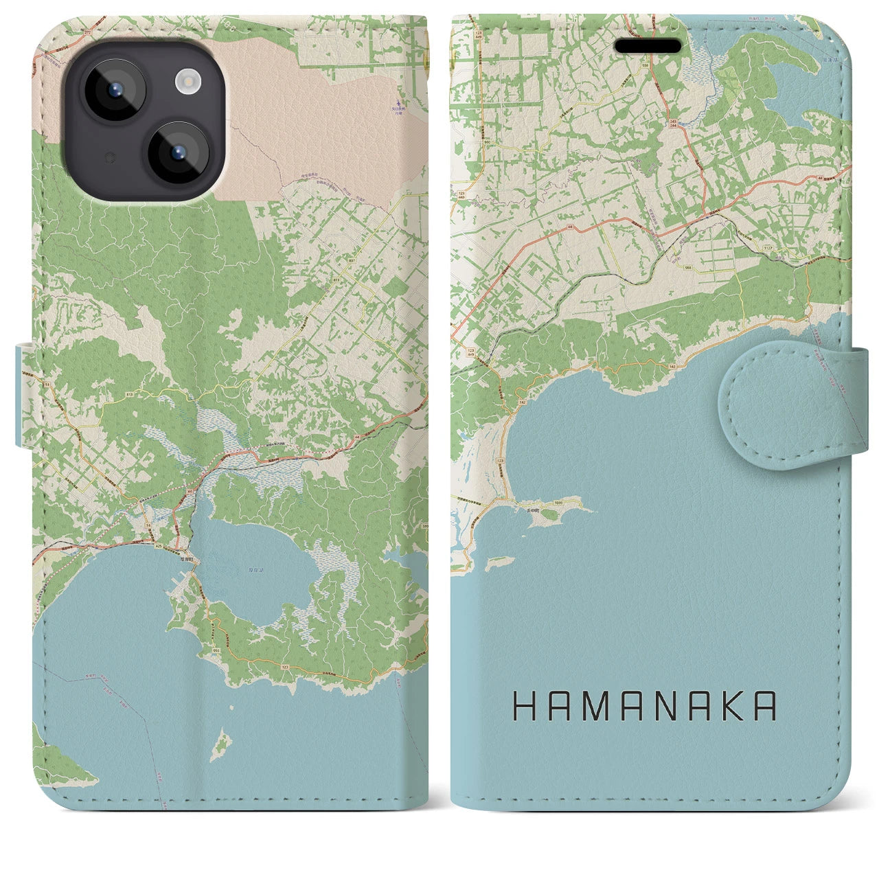 【浜中(北海道)】地図柄iPhoneケース(手帳タイプ)ナチュラル・iPhone 14 Plus 用