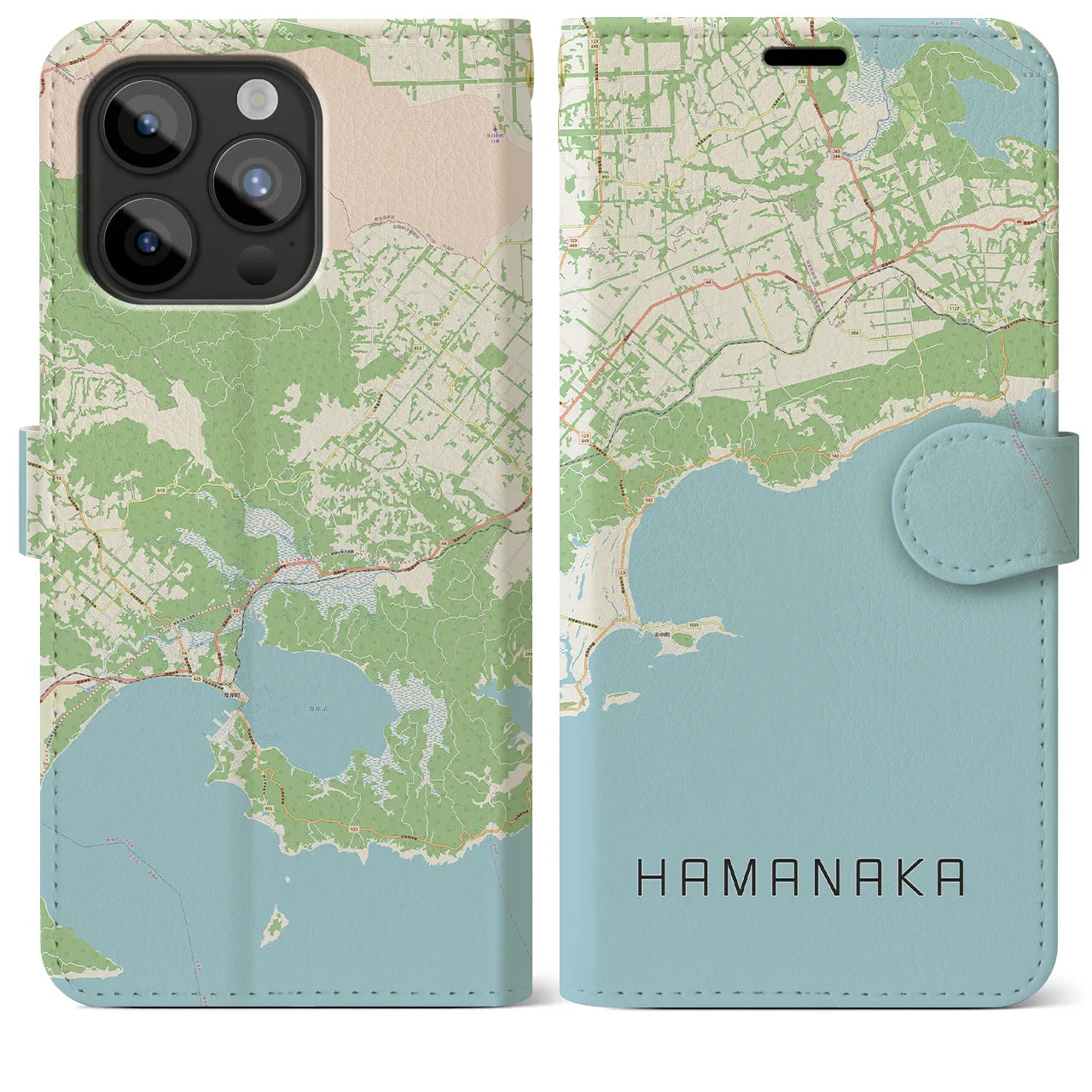 【浜中(北海道)】地図柄iPhoneケース(手帳タイプ)ナチュラル・iPhone 15 Pro Max 用