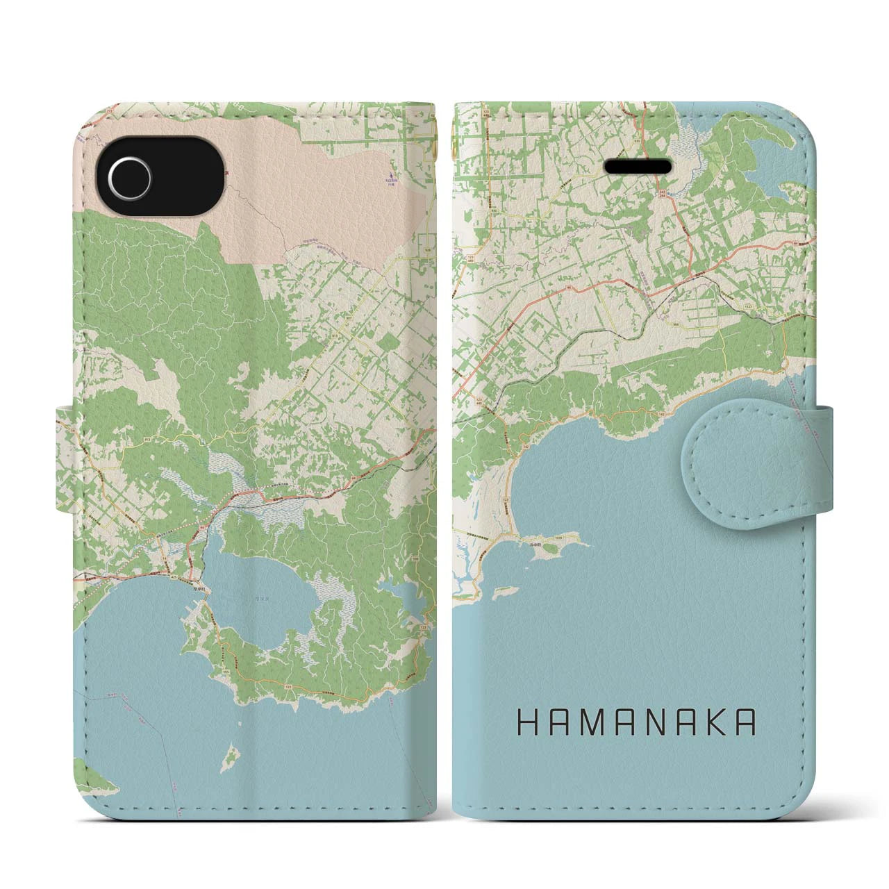 【浜中(北海道)】地図柄iPhoneケース(手帳タイプ)ナチュラル・iPhone SE(第3 / 第2世代) / 8 / 7 / 6s / 6 用