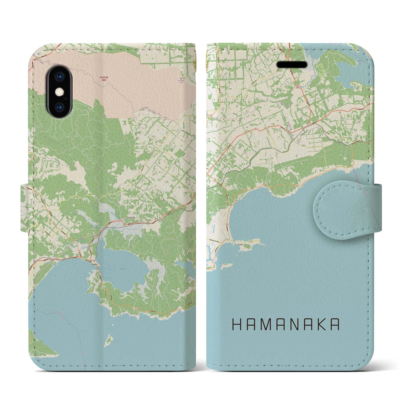 【浜中(北海道)】地図柄iPhoneケース(手帳タイプ)ナチュラル・iPhone XS / X 用