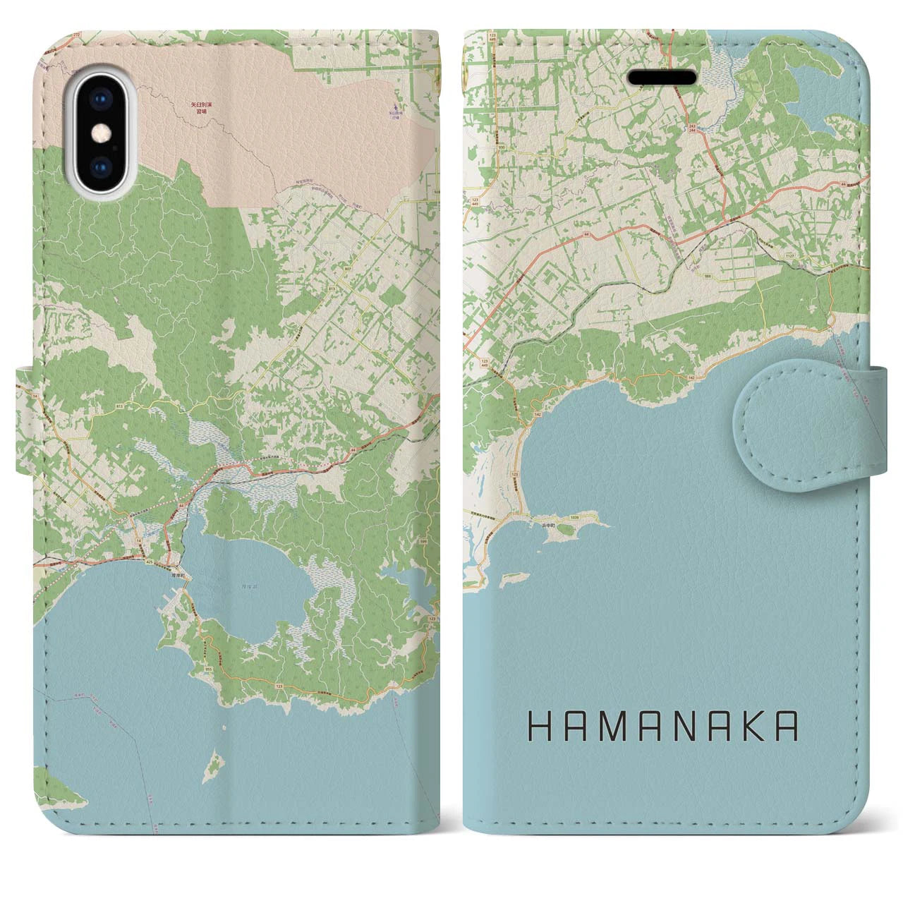 【浜中(北海道)】地図柄iPhoneケース(手帳タイプ)ナチュラル・iPhone XS Max 用