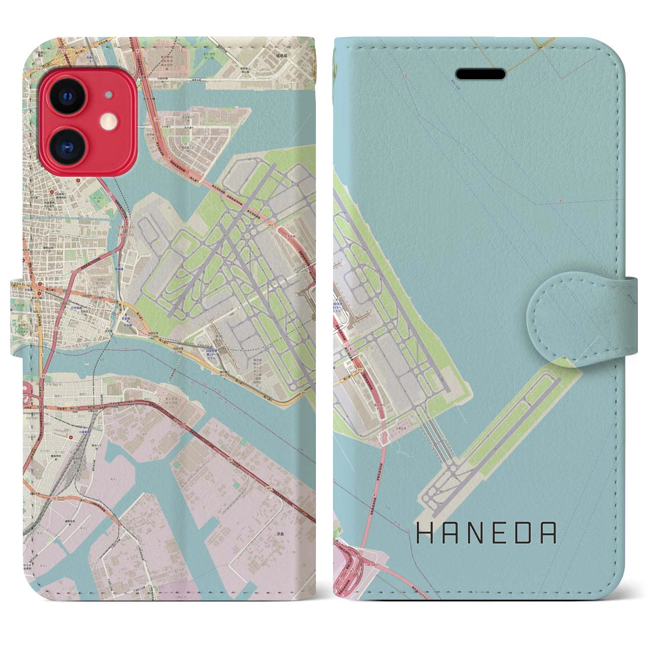 【羽田(東京都)】地図柄iPhoneケース(手帳タイプ)ナチュラル・iPhone 11 用