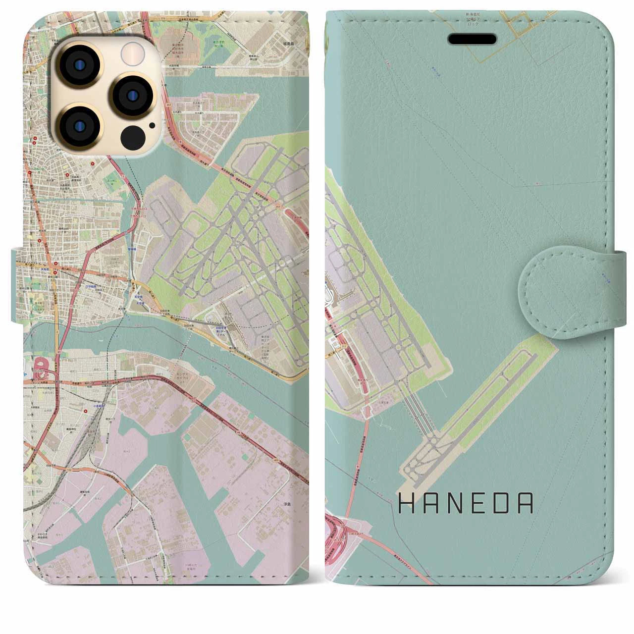【羽田(東京都)】地図柄iPhoneケース(手帳タイプ)ナチュラル・iPhone 12 Pro Max 用