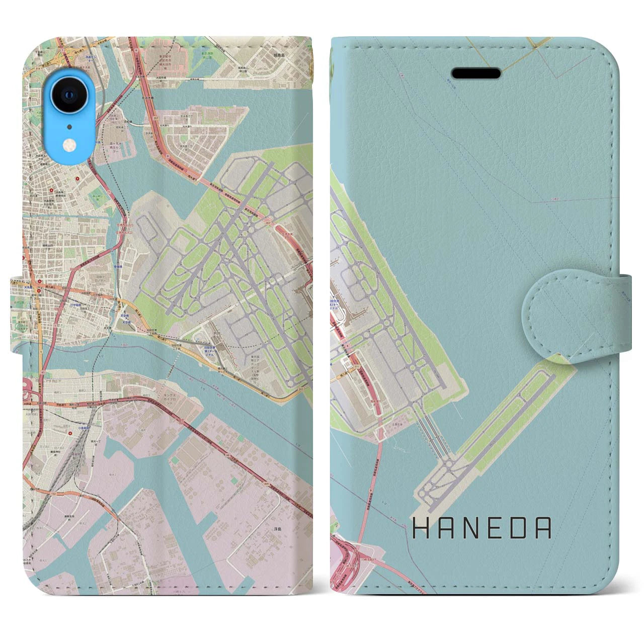 【羽田(東京都)】地図柄iPhoneケース(手帳タイプ)ナチュラル・iPhone XR 用