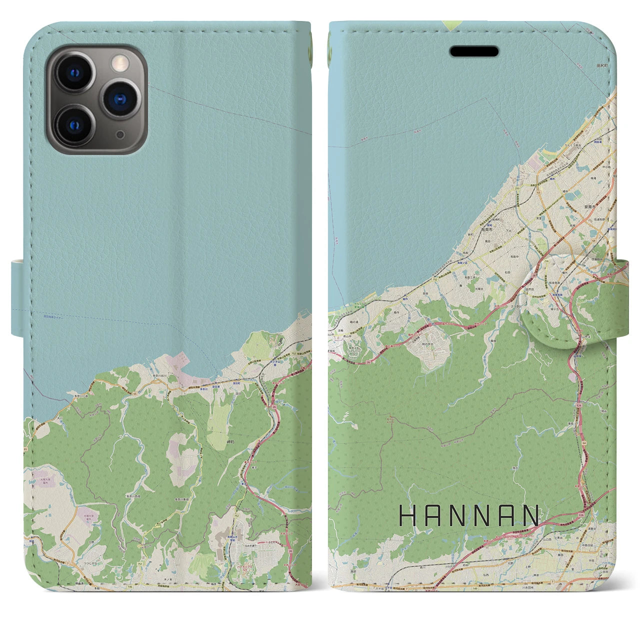 【阪南(大阪府)】地図柄iPhoneケース(手帳タイプ)ナチュラル・iPhone 11 Pro Max 用