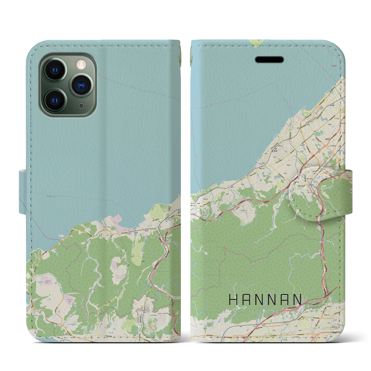 【阪南(大阪府)】地図柄iPhoneケース(手帳タイプ)ナチュラル・iPhone 11 Pro 用