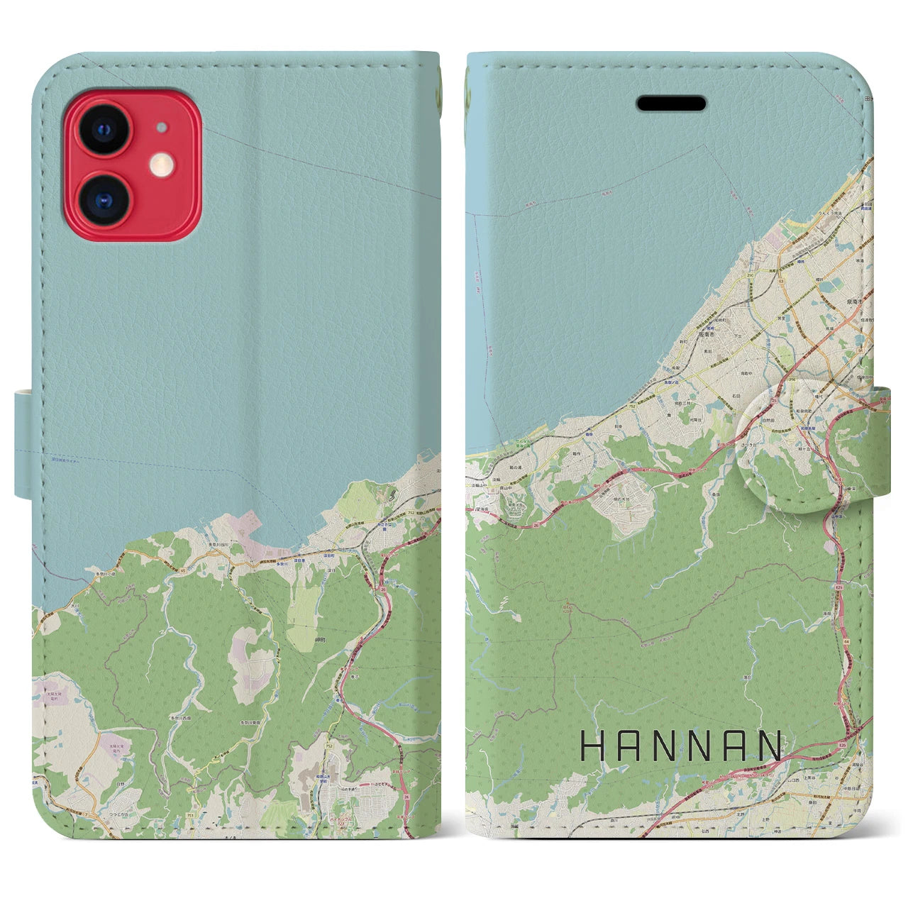 【阪南(大阪府)】地図柄iPhoneケース(手帳タイプ)ナチュラル・iPhone 11 用