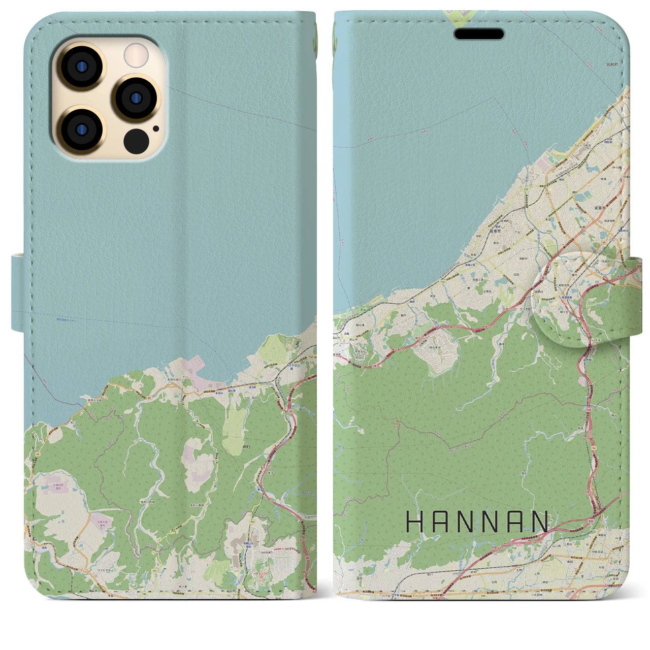 【阪南(大阪府)】地図柄iPhoneケース(手帳タイプ)ナチュラル・iPhone 12 Pro Max 用