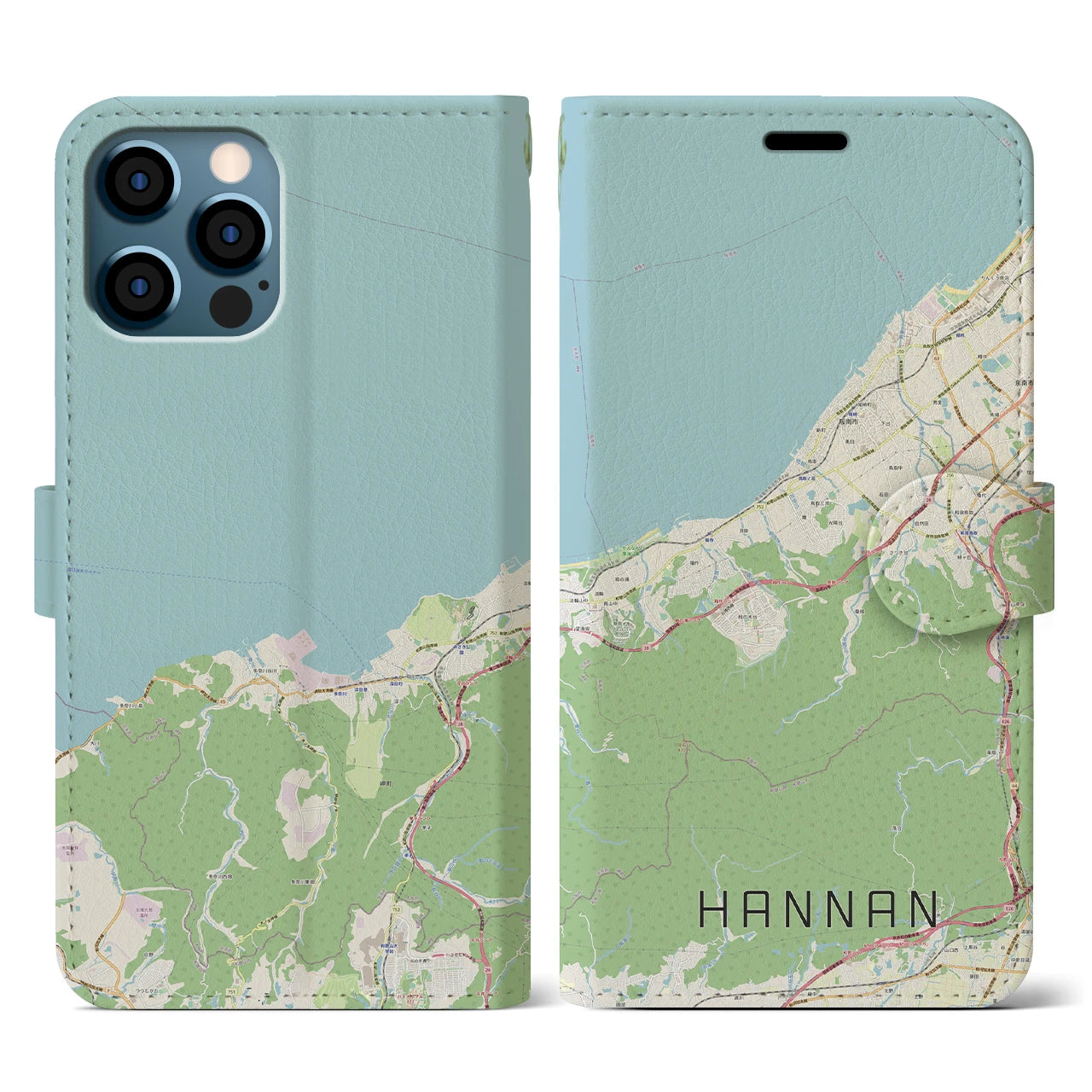 【阪南(大阪府)】地図柄iPhoneケース(手帳タイプ)ナチュラル・iPhone 12 / 12 Pro 用