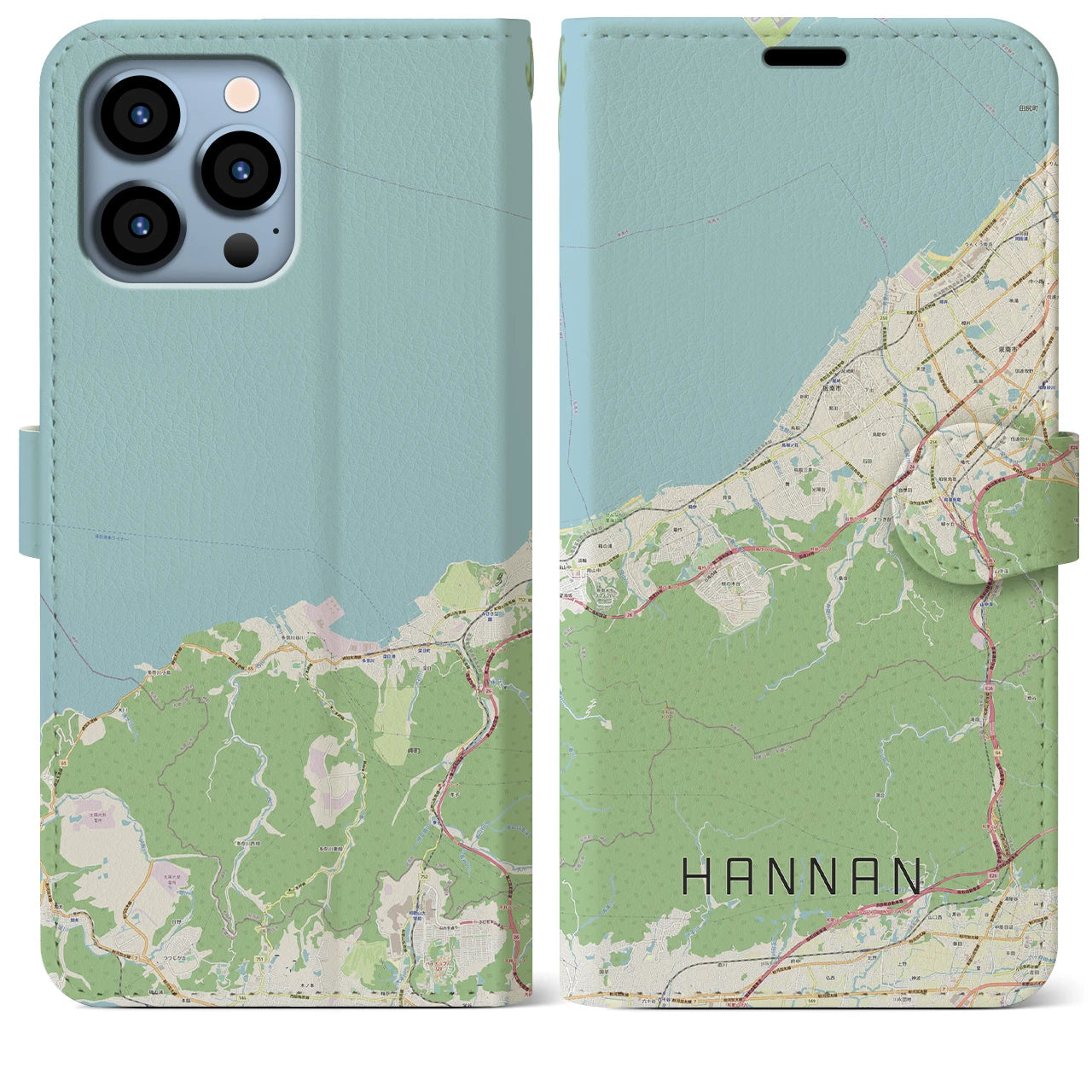 【阪南(大阪府)】地図柄iPhoneケース(手帳タイプ)ナチュラル・iPhone 13 Pro Max 用