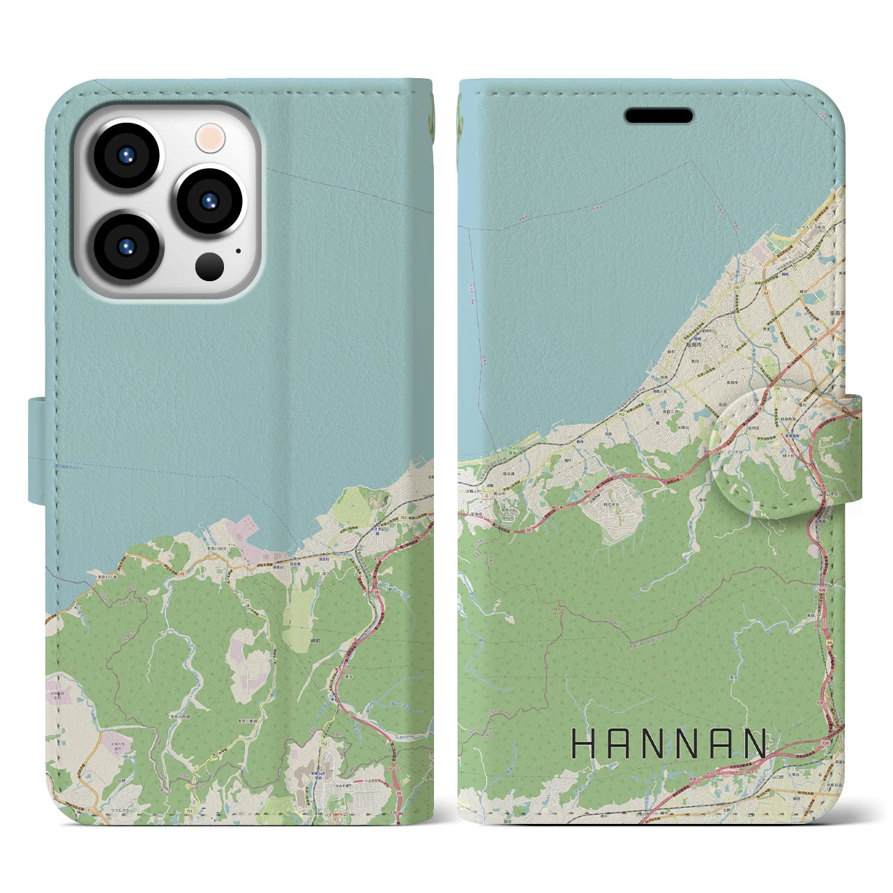 【阪南(大阪府)】地図柄iPhoneケース(手帳タイプ)ナチュラル・iPhone 13 Pro 用