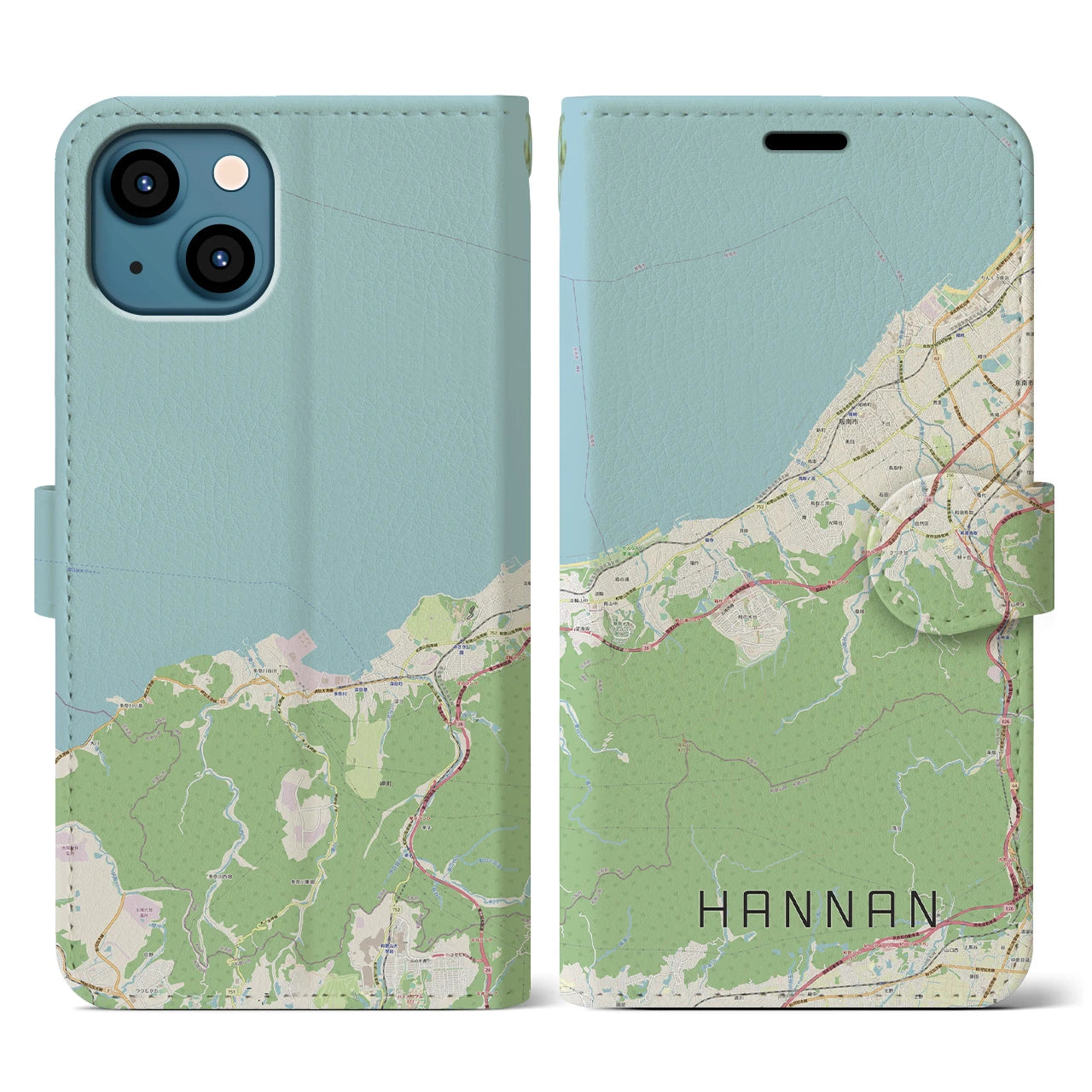 【阪南(大阪府)】地図柄iPhoneケース(手帳タイプ)ナチュラル・iPhone 13 用