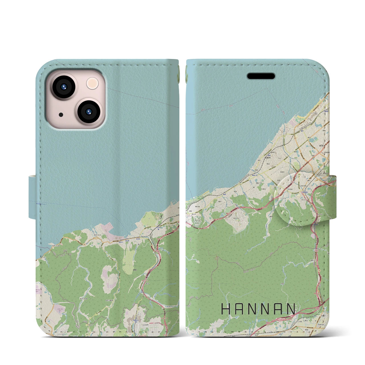 【阪南(大阪府)】地図柄iPhoneケース(手帳タイプ)ナチュラル・iPhone 13 mini 用