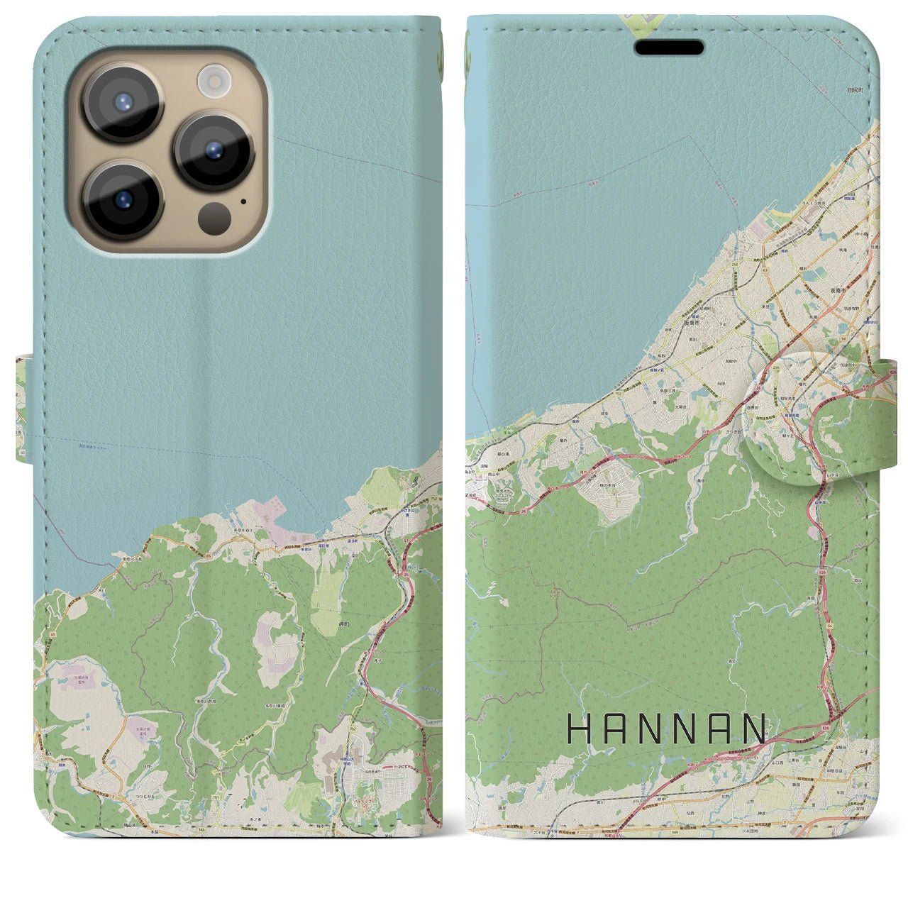 【阪南(大阪府)】地図柄iPhoneケース(手帳タイプ)ナチュラル・iPhone 14 Pro Max 用