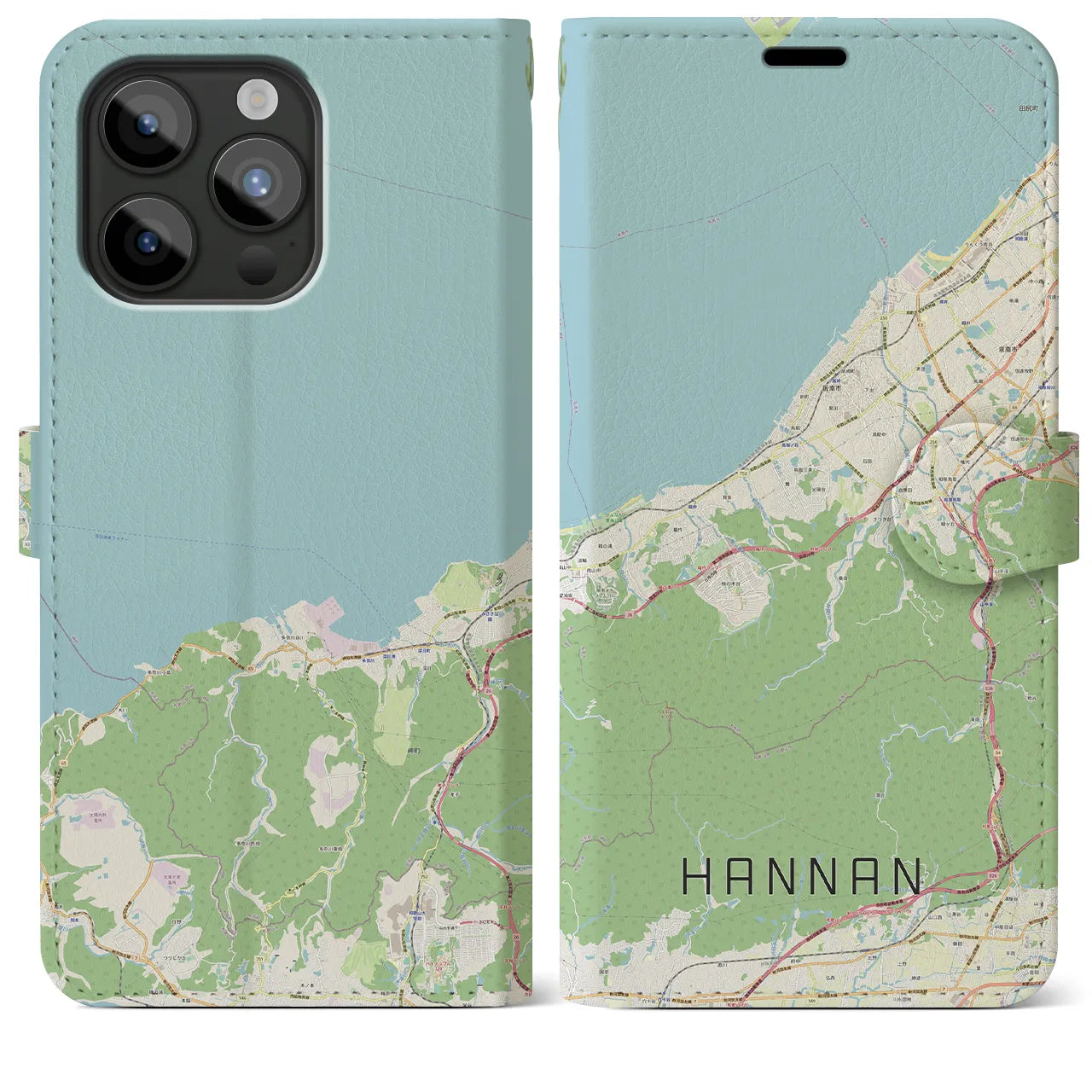 【阪南(大阪府)】地図柄iPhoneケース(手帳タイプ)ナチュラル・iPhone 15 Pro Max 用