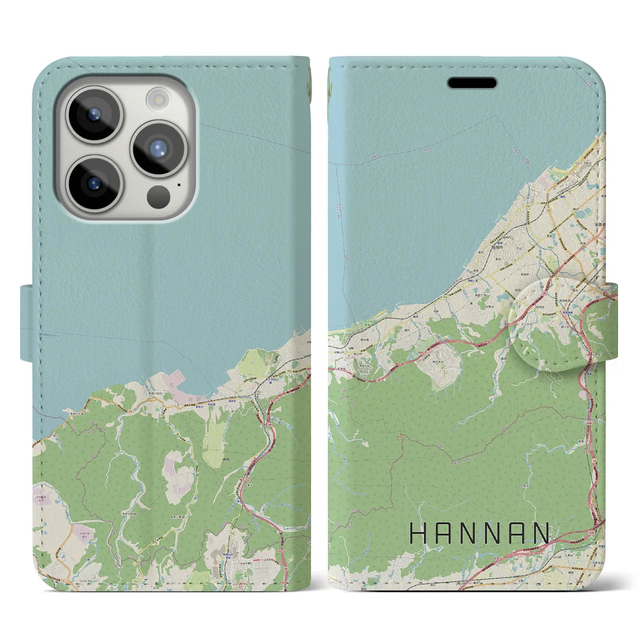 【阪南(大阪府)】地図柄iPhoneケース(手帳タイプ)ナチュラル・iPhone 15 Pro 用