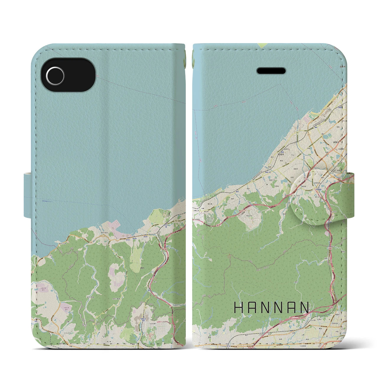 【阪南(大阪府)】地図柄iPhoneケース(手帳タイプ)ナチュラル・iPhone SE(第3 / 第2世代) / 8 / 7 / 6s / 6 用