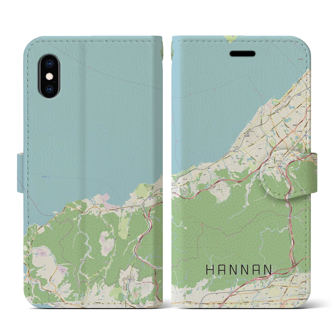 【阪南(大阪府)】地図柄iPhoneケース(手帳タイプ)ナチュラル・iPhone XS / X 用
