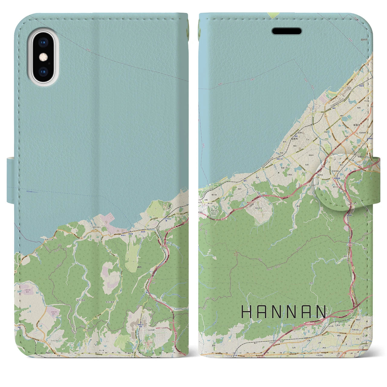 【阪南(大阪府)】地図柄iPhoneケース(手帳タイプ)ナチュラル・iPhone XS Max 用