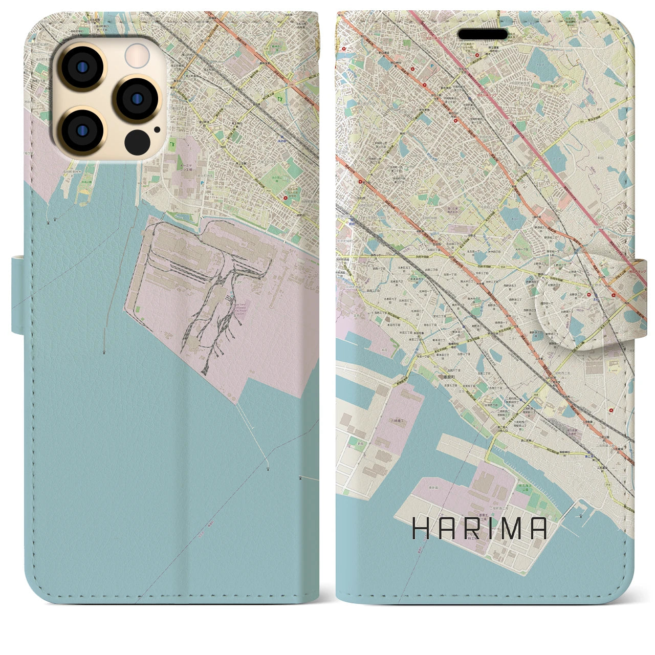 【播磨(兵庫県)】地図柄iPhoneケース(手帳タイプ)ナチュラル・iPhone 12 Pro Max 用