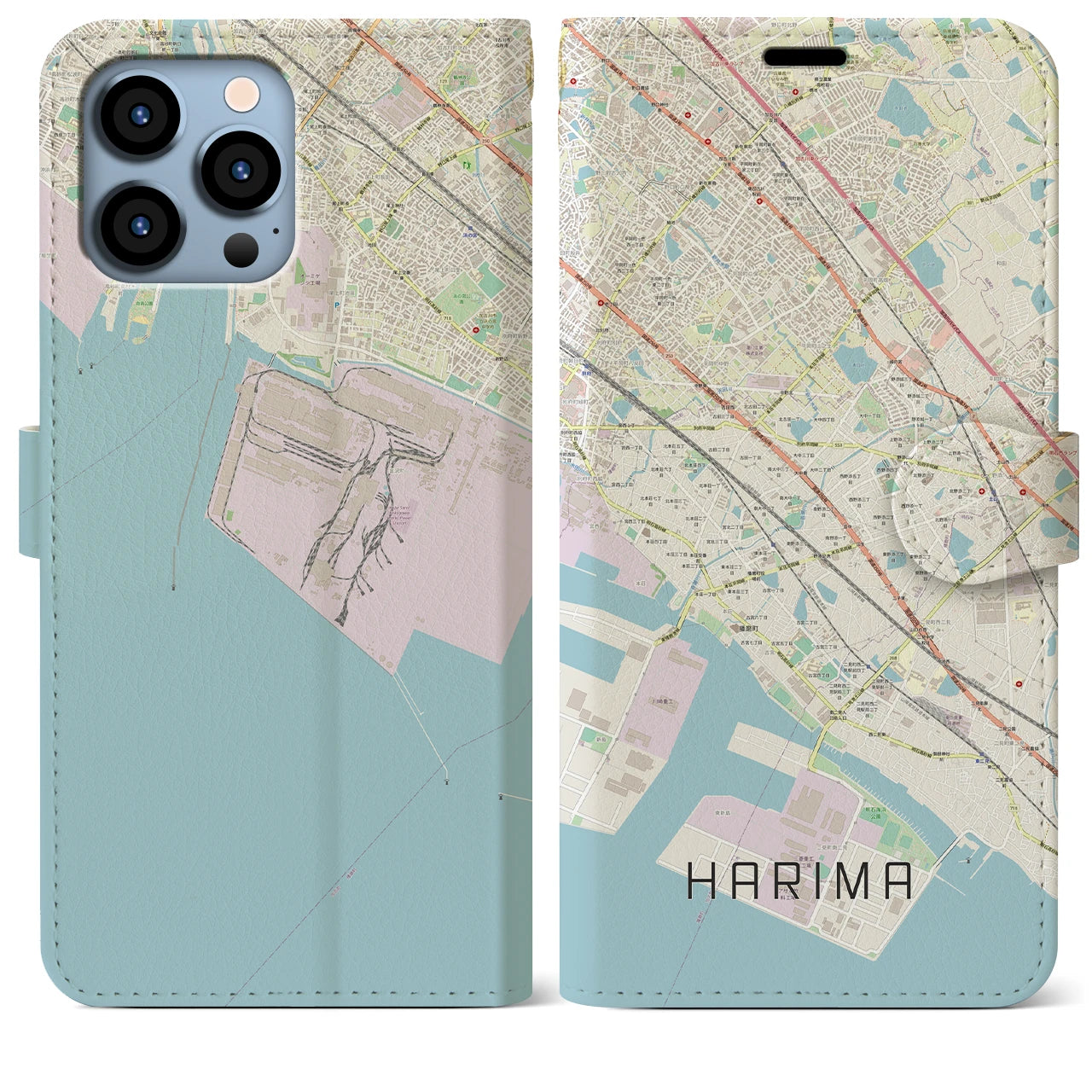 【播磨(兵庫県)】地図柄iPhoneケース(手帳タイプ)ナチュラル・iPhone 13 Pro Max 用