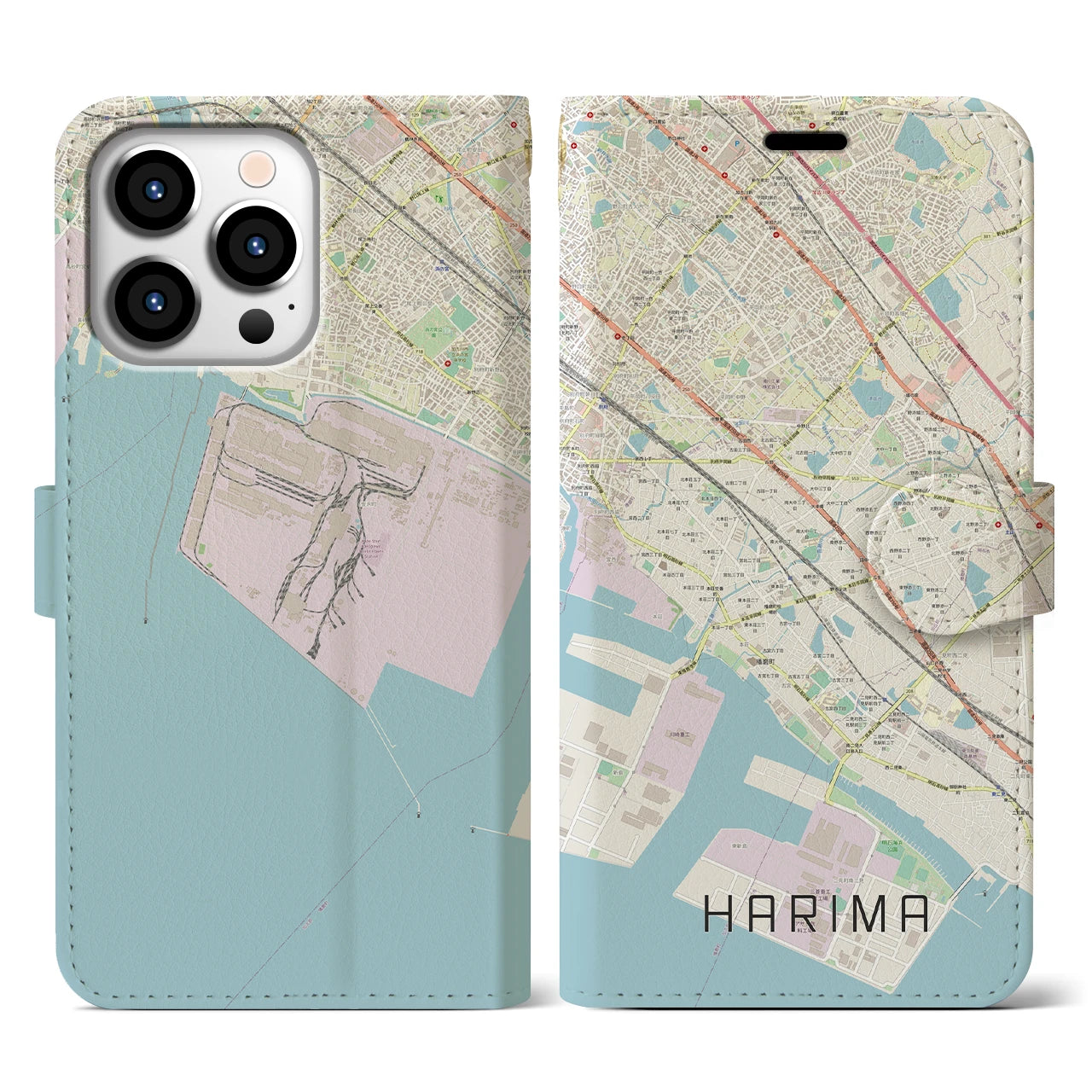 【播磨(兵庫県)】地図柄iPhoneケース(手帳タイプ)ナチュラル・iPhone 13 Pro 用