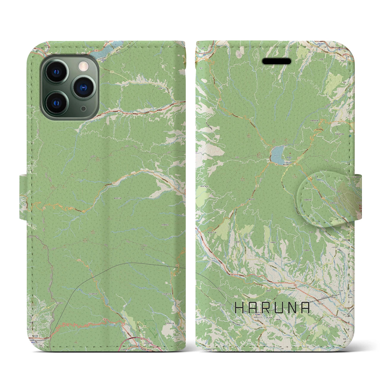 【榛名(群馬県)】地図柄iPhoneケース(手帳タイプ)ナチュラル・iPhone 11 Pro 用