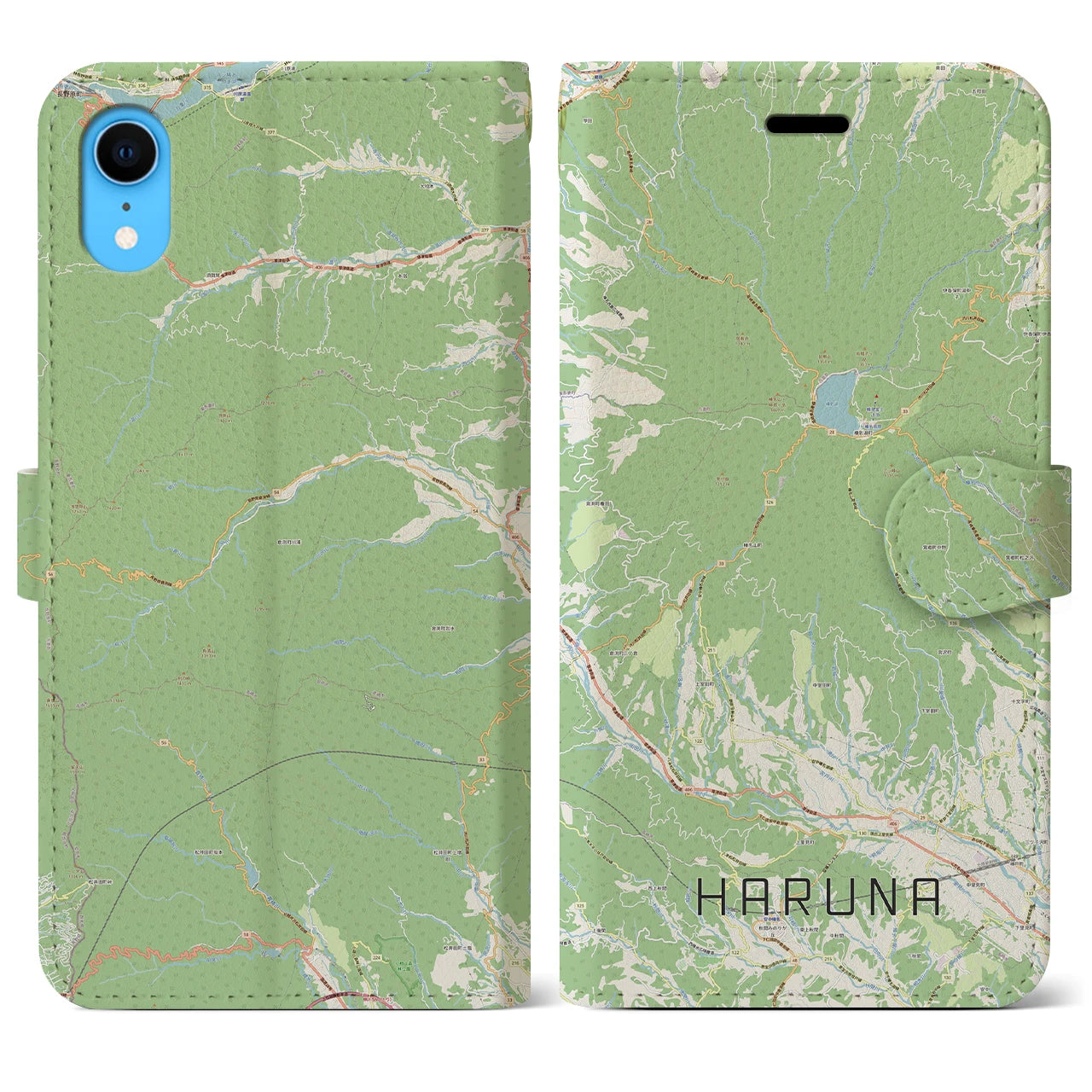 【榛名(群馬県)】地図柄iPhoneケース(手帳タイプ)ナチュラル・iPhone XR 用