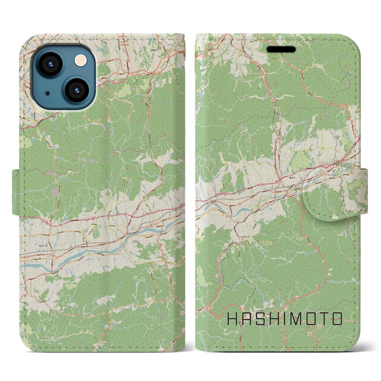 【橋本(和歌山県)】地図柄iPhoneケース(手帳タイプ)ナチュラル・iPhone 13 用