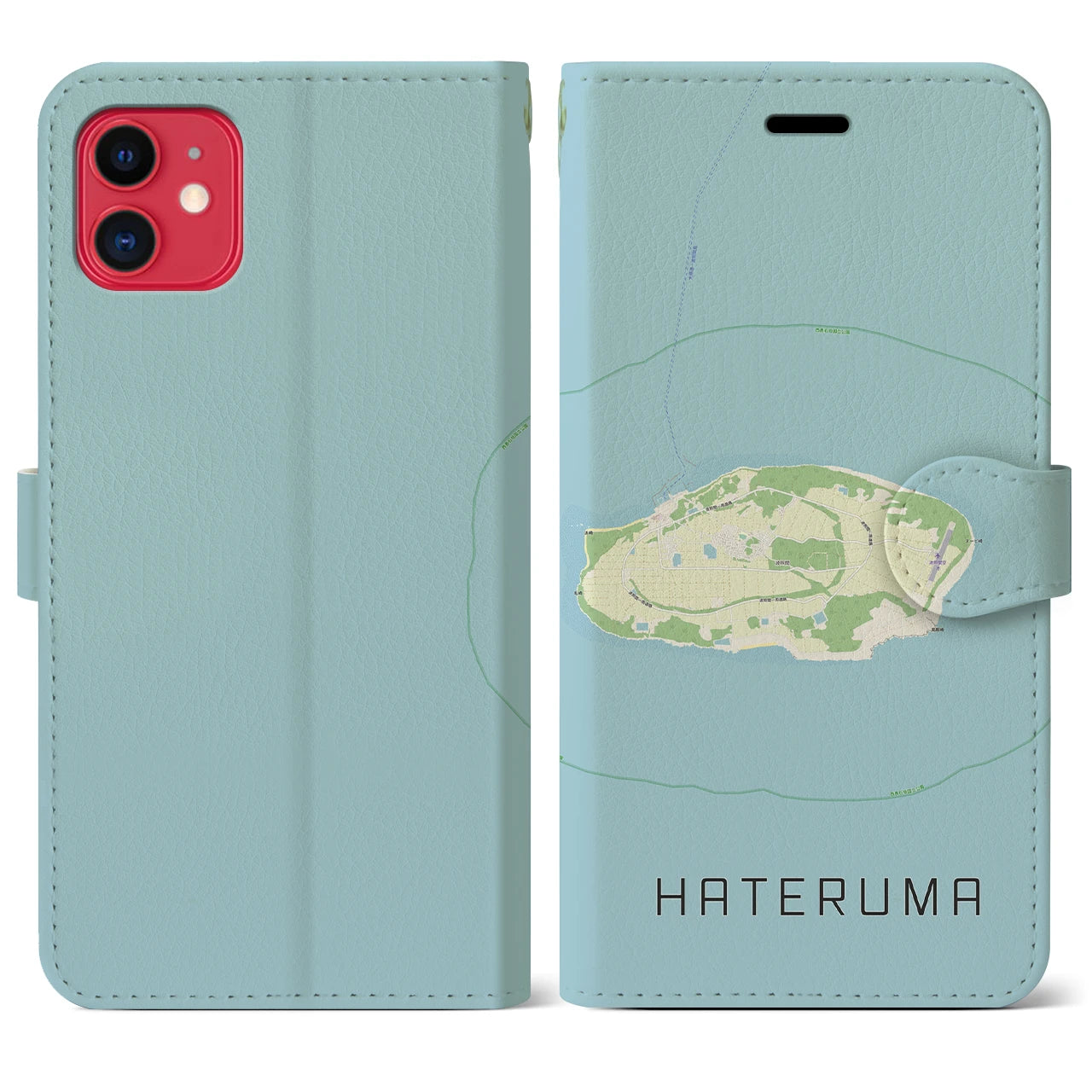 【波照間(沖縄県)】地図柄iPhoneケース(手帳タイプ)ナチュラル・iPhone 11 用