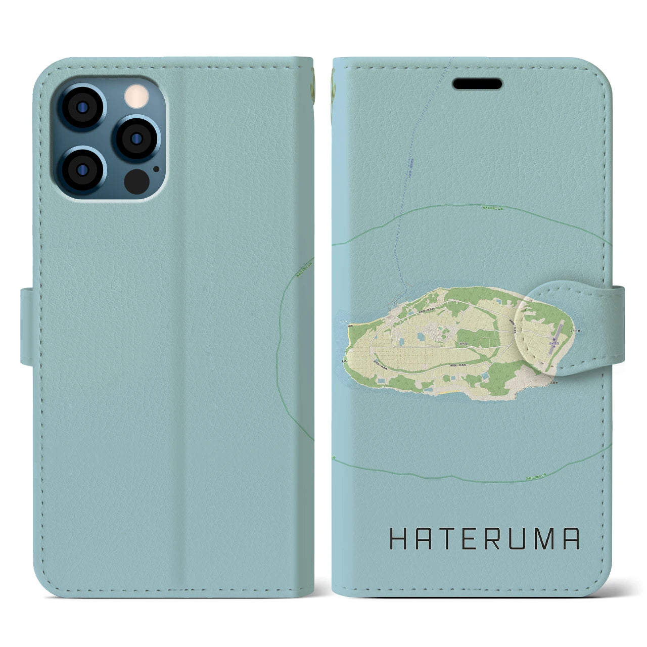 【波照間(沖縄県)】地図柄iPhoneケース(手帳タイプ)ナチュラル・iPhone 12 / 12 Pro 用