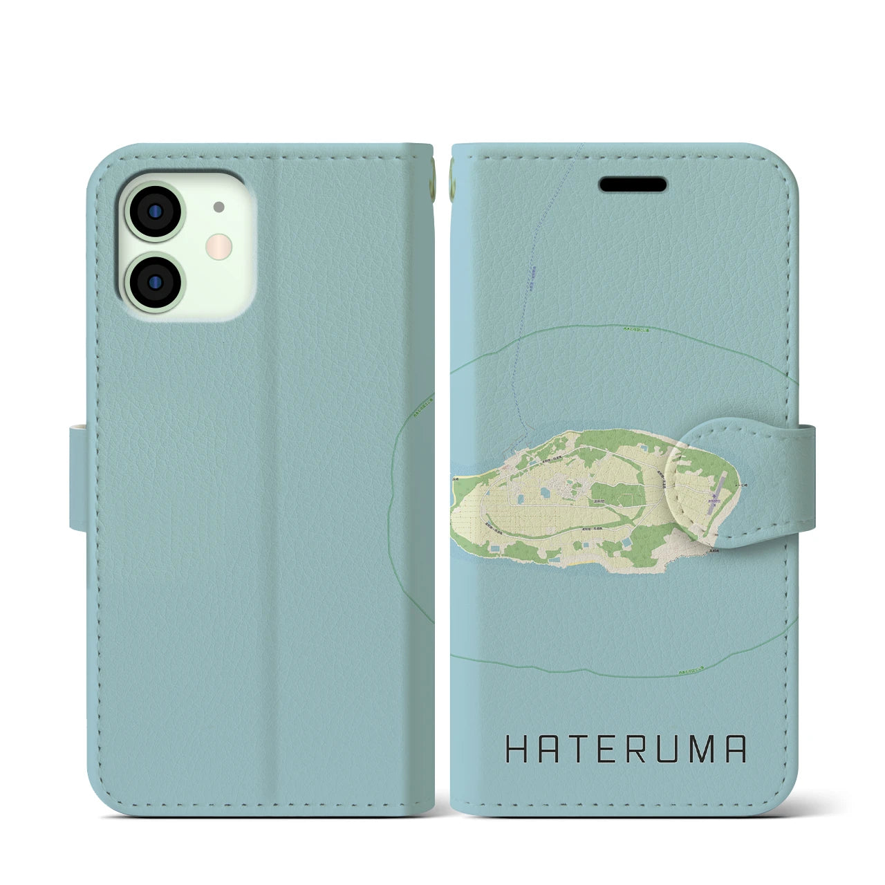 【波照間(沖縄県)】地図柄iPhoneケース(手帳タイプ)ナチュラル・iPhone 12 mini 用
