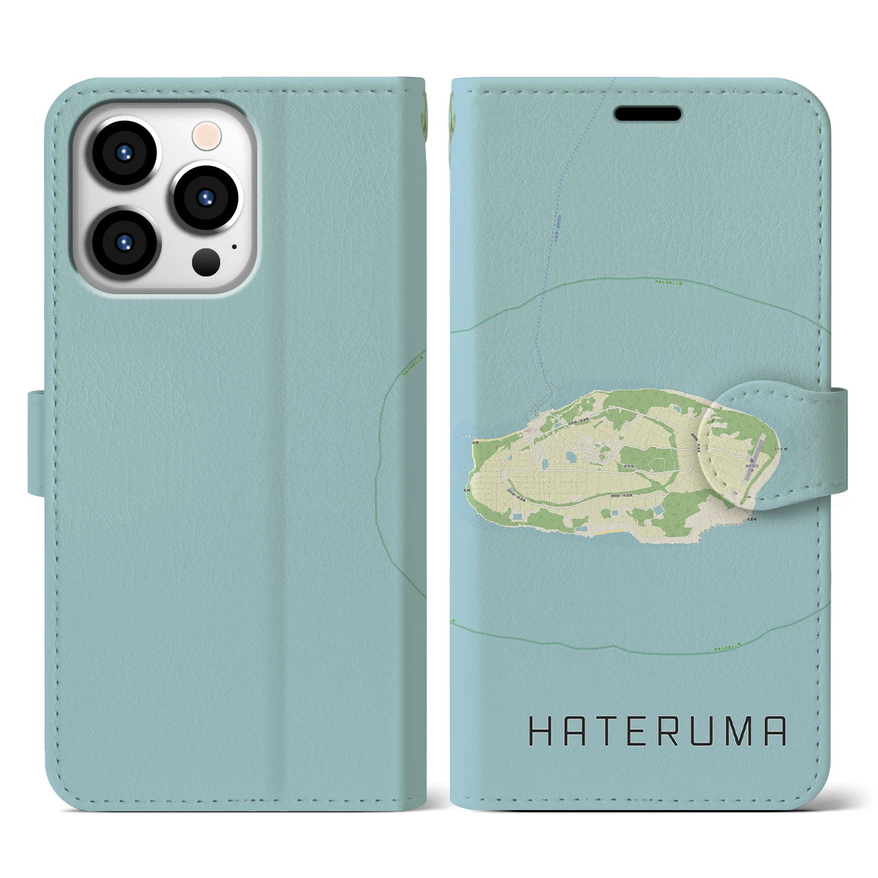 【波照間(沖縄県)】地図柄iPhoneケース(手帳タイプ)ナチュラル・iPhone 13 Pro 用