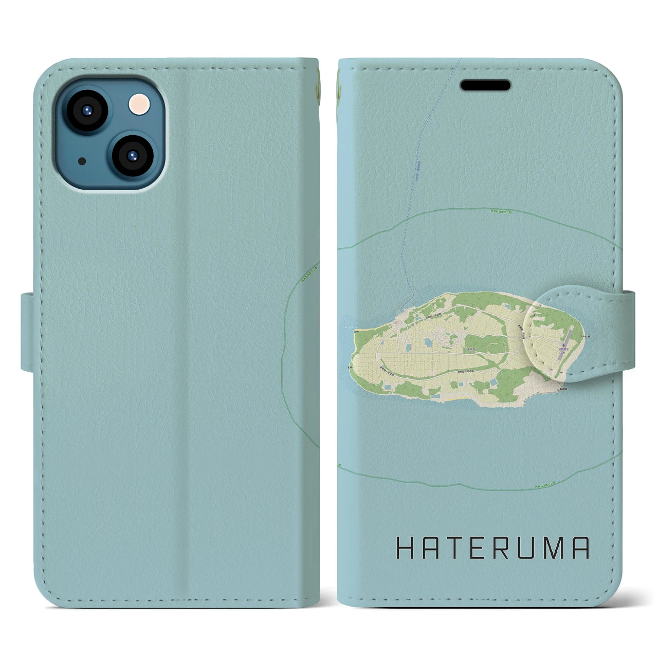 【波照間(沖縄県)】地図柄iPhoneケース(手帳タイプ)ナチュラル・iPhone 13 用