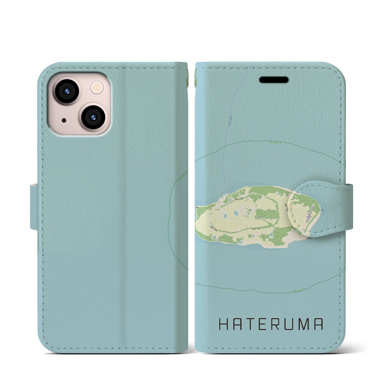 【波照間(沖縄県)】地図柄iPhoneケース(手帳タイプ)ナチュラル・iPhone 13 mini 用