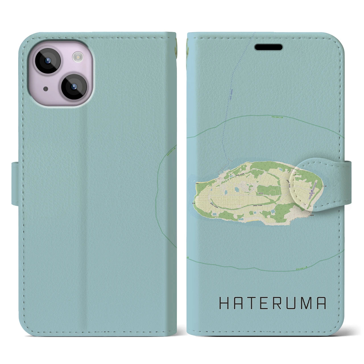 【波照間(沖縄県)】地図柄iPhoneケース(手帳タイプ)ナチュラル・iPhone 14 用
