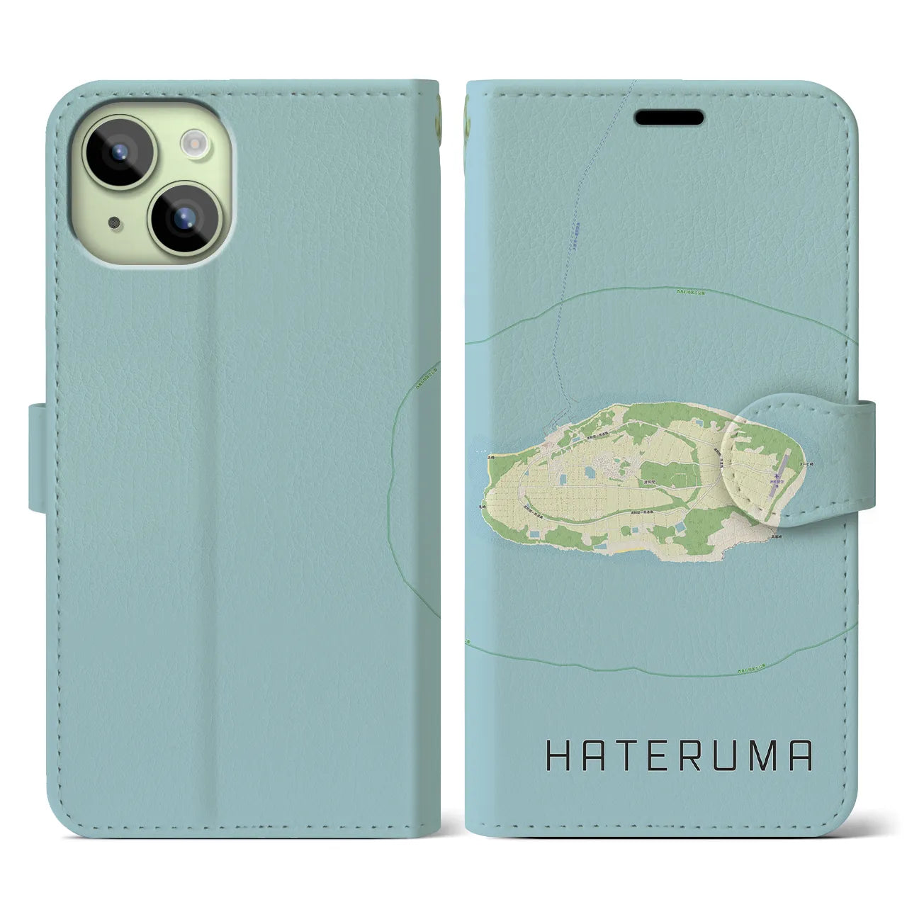 【波照間(沖縄県)】地図柄iPhoneケース(手帳タイプ)ナチュラル・iPhone 15 用