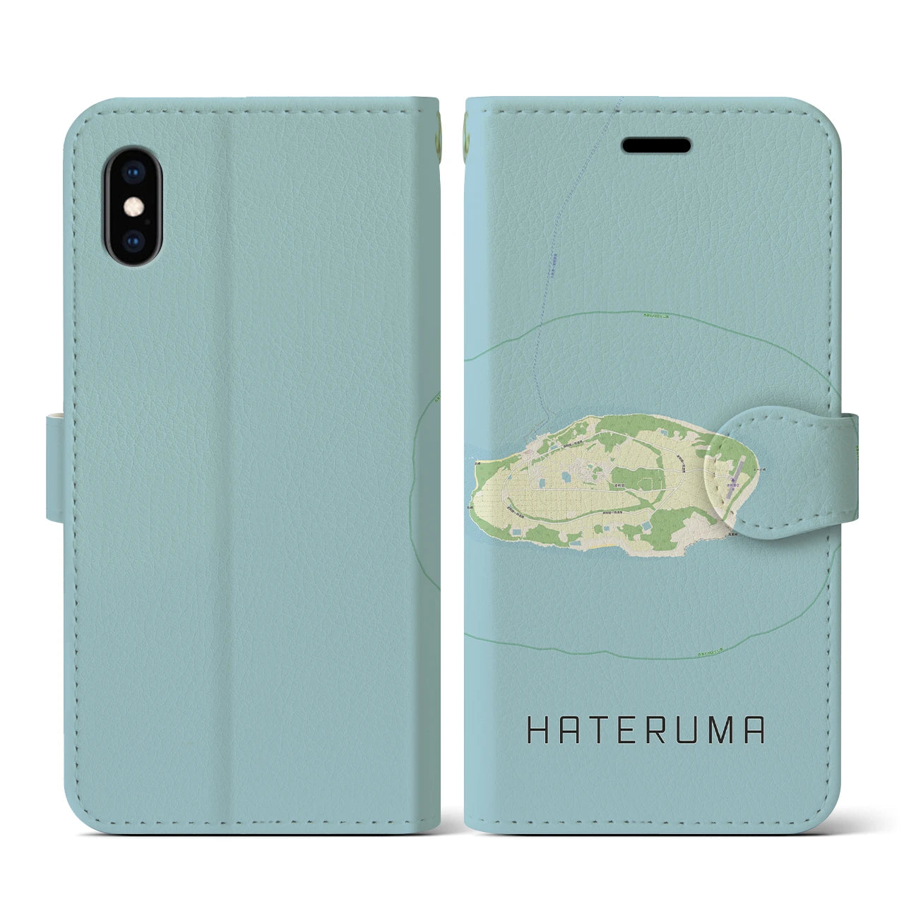 【波照間(沖縄県)】地図柄iPhoneケース(手帳タイプ)ナチュラル・iPhone XS / X 用