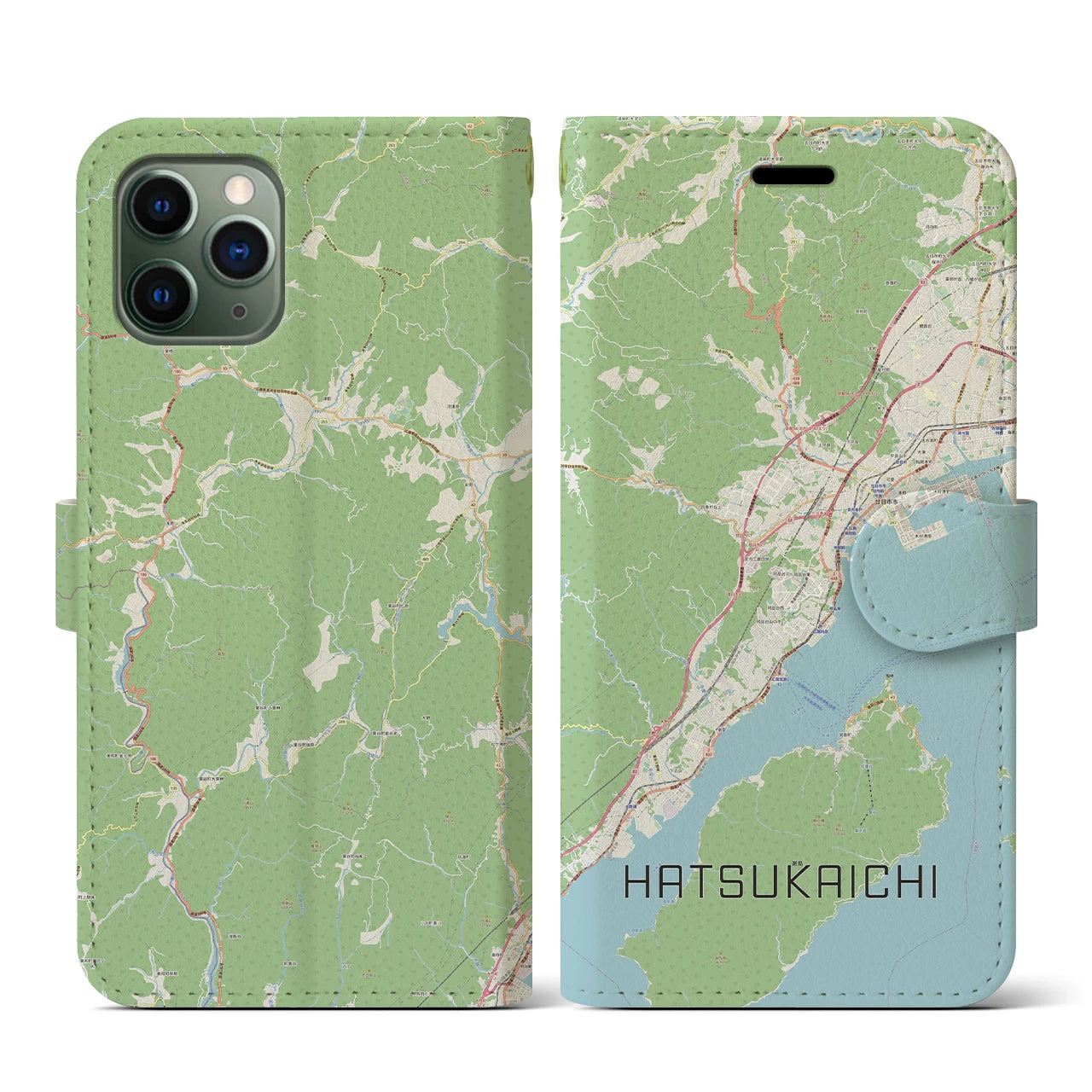 【廿日市(広島県)】地図柄iPhoneケース(手帳タイプ)ナチュラル・iPhone 11 Pro 用