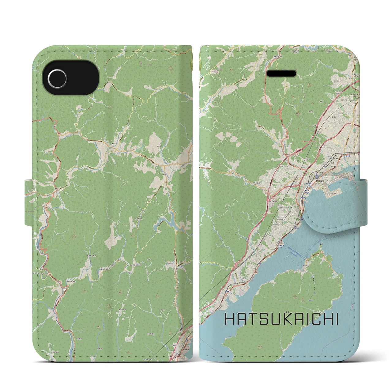 【廿日市(広島県)】地図柄iPhoneケース(手帳タイプ)ナチュラル・iPhone SE(第3 / 第2世代) / 8 / 7 / 6s / 6 用