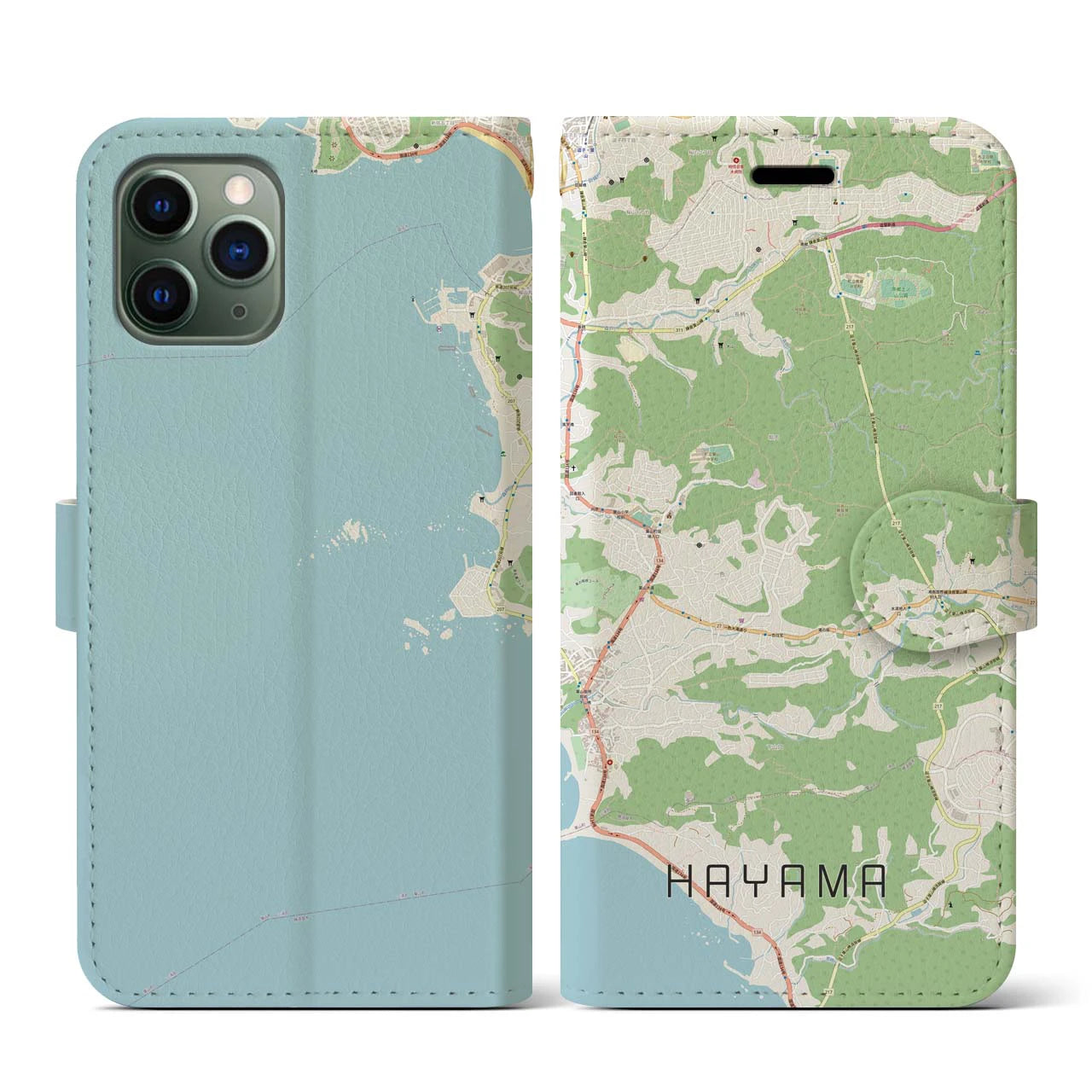 【葉山(神奈川県)】地図柄iPhoneケース(手帳タイプ)ナチュラル・iPhone 11 Pro 用