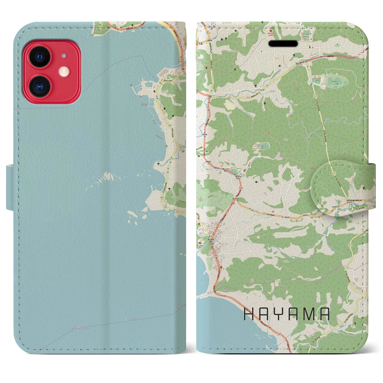 【葉山(神奈川県)】地図柄iPhoneケース(手帳タイプ)ナチュラル・iPhone 11 用