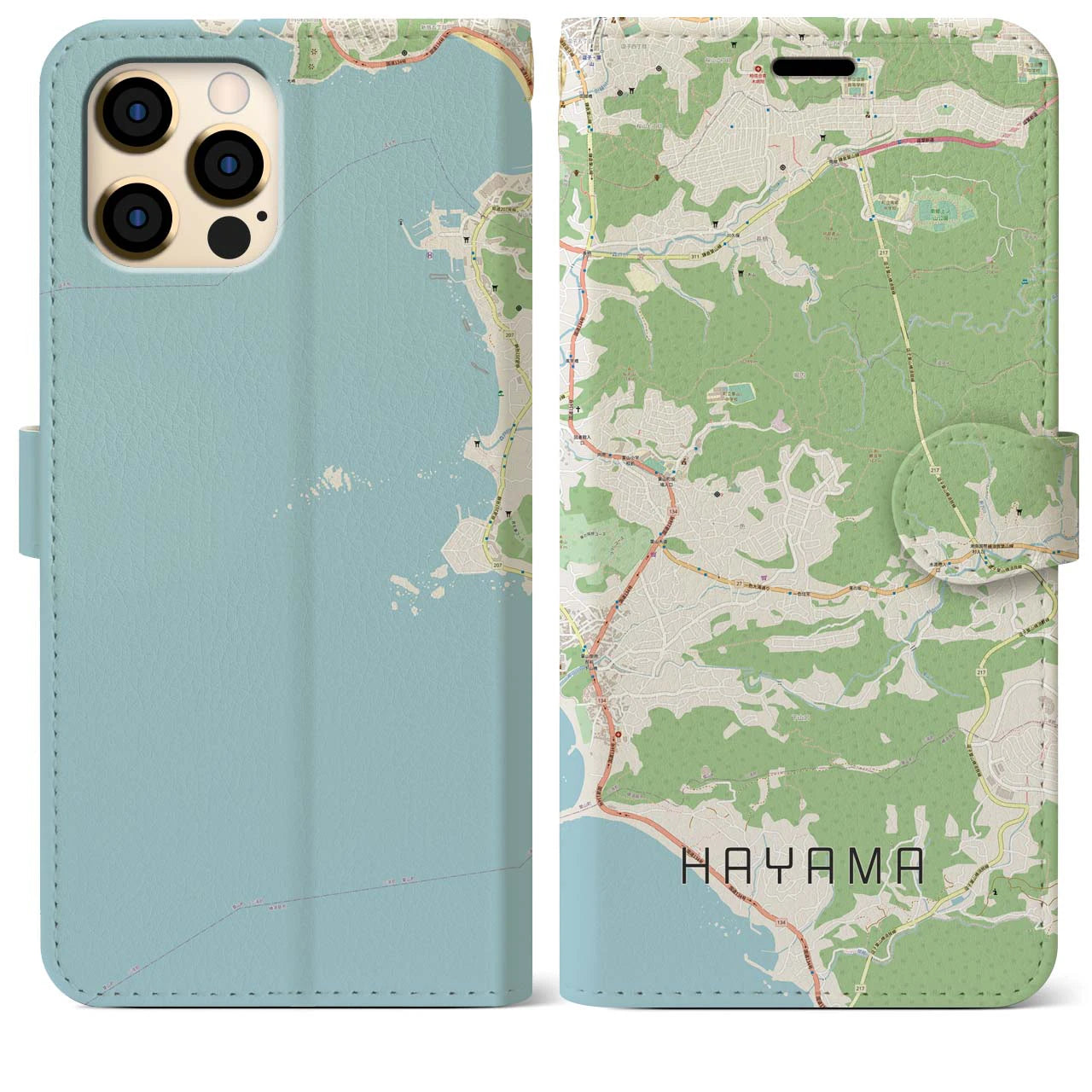 【葉山(神奈川県)】地図柄iPhoneケース(手帳タイプ)ナチュラル・iPhone 12 Pro Max 用