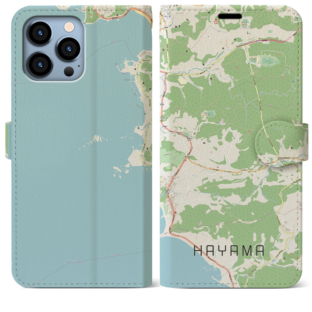 【葉山(神奈川県)】地図柄iPhoneケース(手帳タイプ)ナチュラル・iPhone 13 Pro Max 用