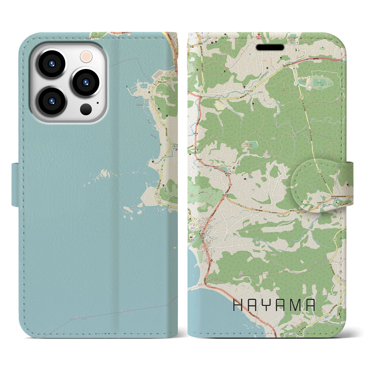 【葉山(神奈川県)】地図柄iPhoneケース(手帳タイプ)ナチュラル・iPhone 13 Pro 用