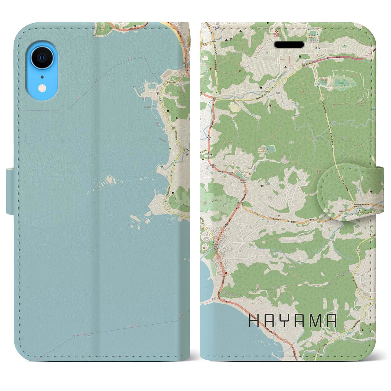 【葉山(神奈川県)】地図柄iPhoneケース(手帳タイプ)ナチュラル・iPhone XR 用