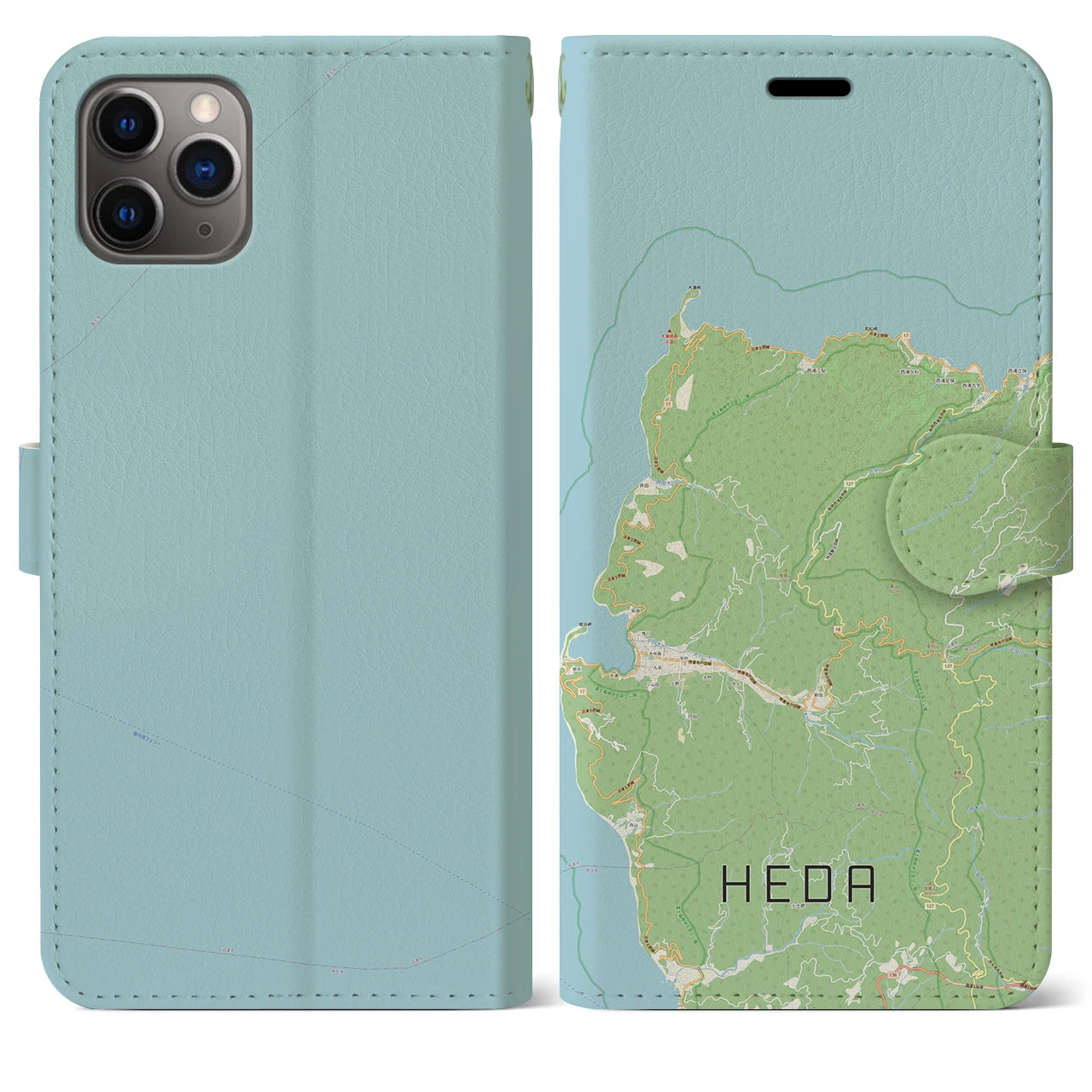 【戸田(静岡県)】地図柄iPhoneケース(手帳タイプ)ナチュラル・iPhone 11 Pro Max 用