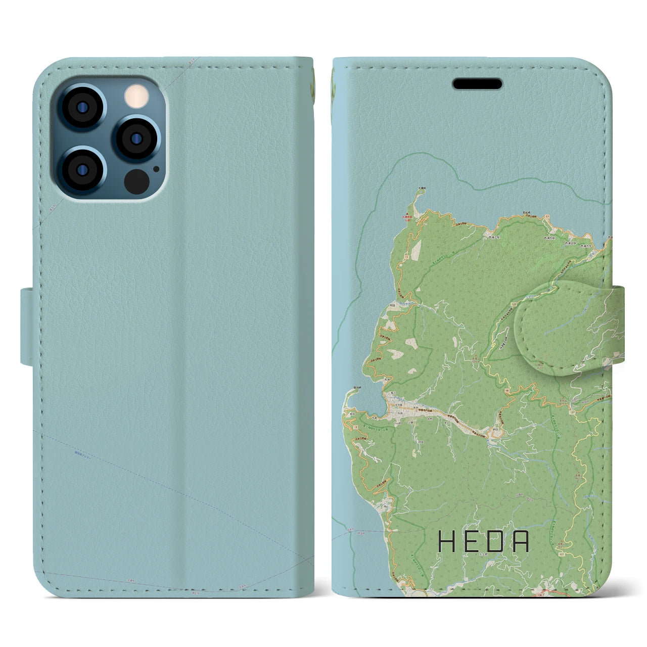【戸田(静岡県)】地図柄iPhoneケース(手帳タイプ)ナチュラル・iPhone 12 / 12 Pro 用